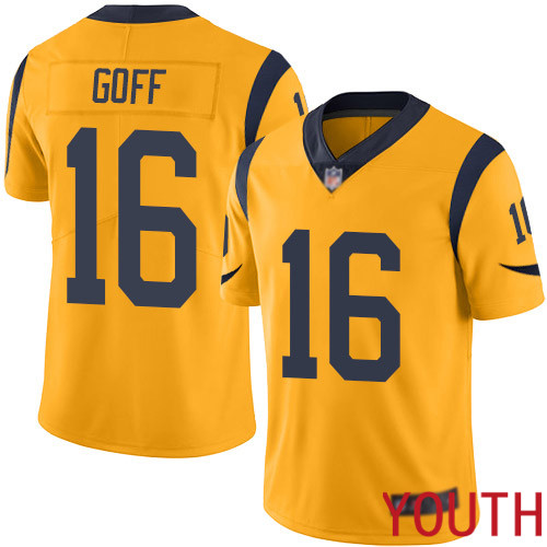 Los Angeles Rams Limited Gold Youth Jared Goff Jersey NFL Football #16 Rush Vapor Untouchable